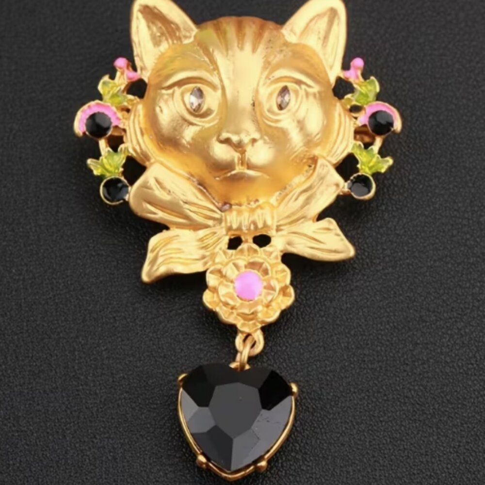 BOUTIQUE CAT AND JEWEL BROOCH